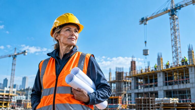 Casco in cantiere indossato da responsabile della sicurezza