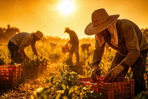 Lavoratori nei campi rischio climatico